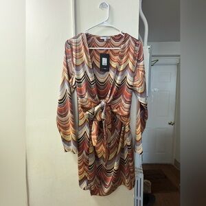 Fashion Nova Vibrant Patterned Long Sleeve Dress